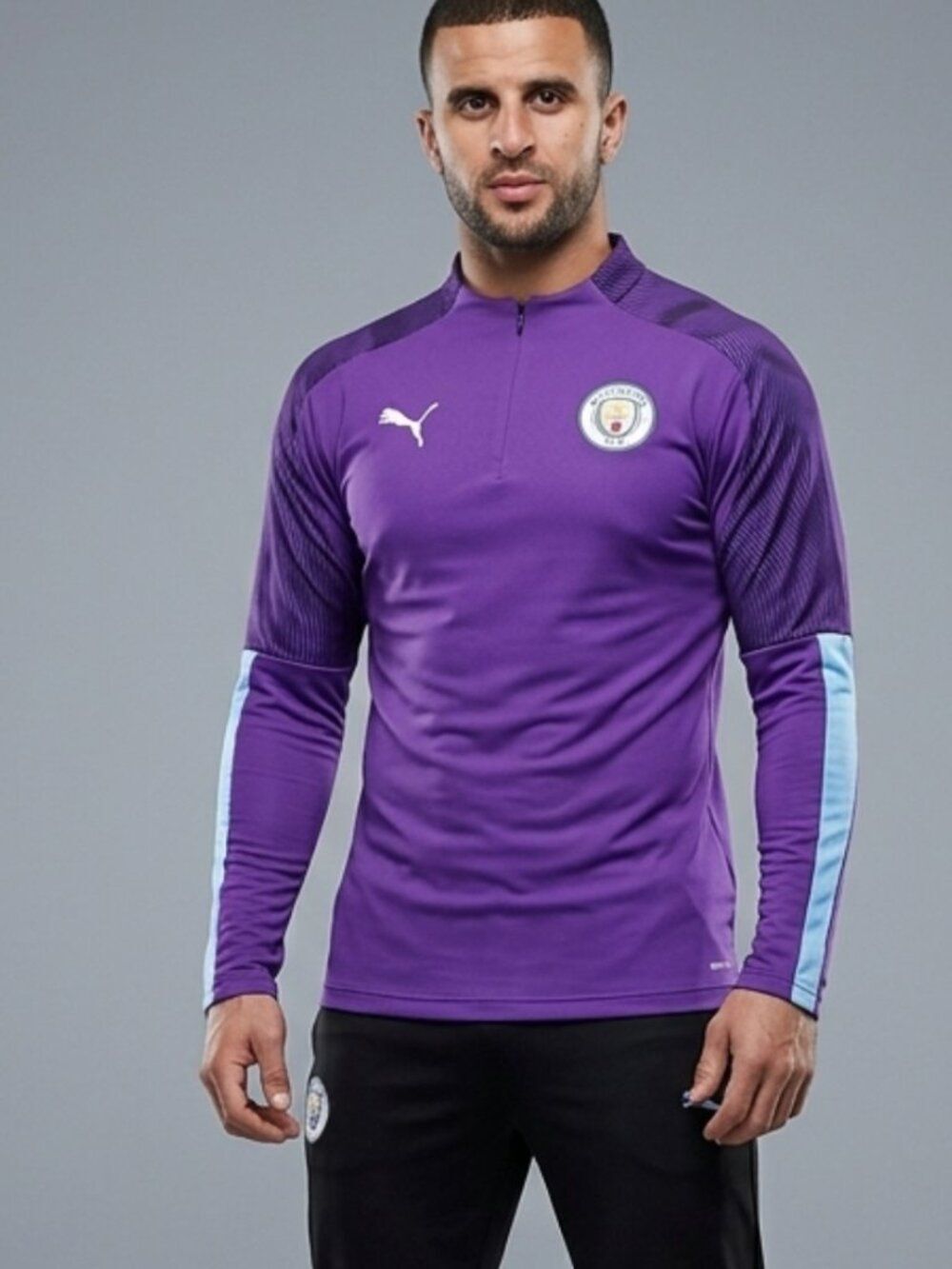 Puma Manchester City FC 2019-2020 1/4 Zip Training Top Purple Active Sports Sz S